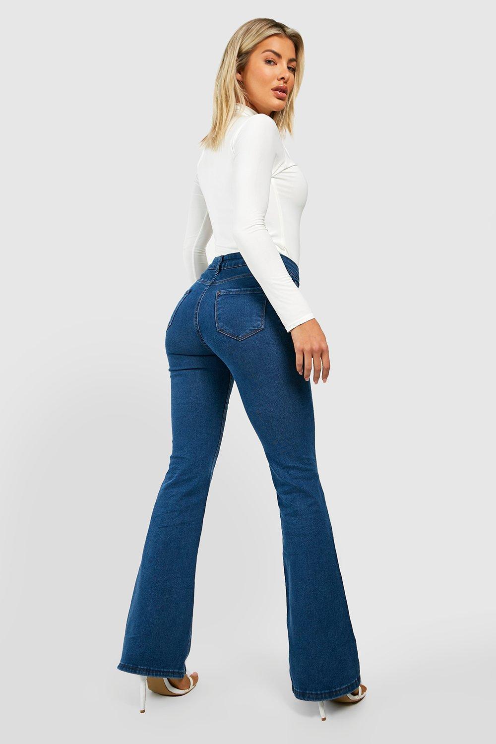 High Waisted Stretch Skinny Flared Jeans | boohoo